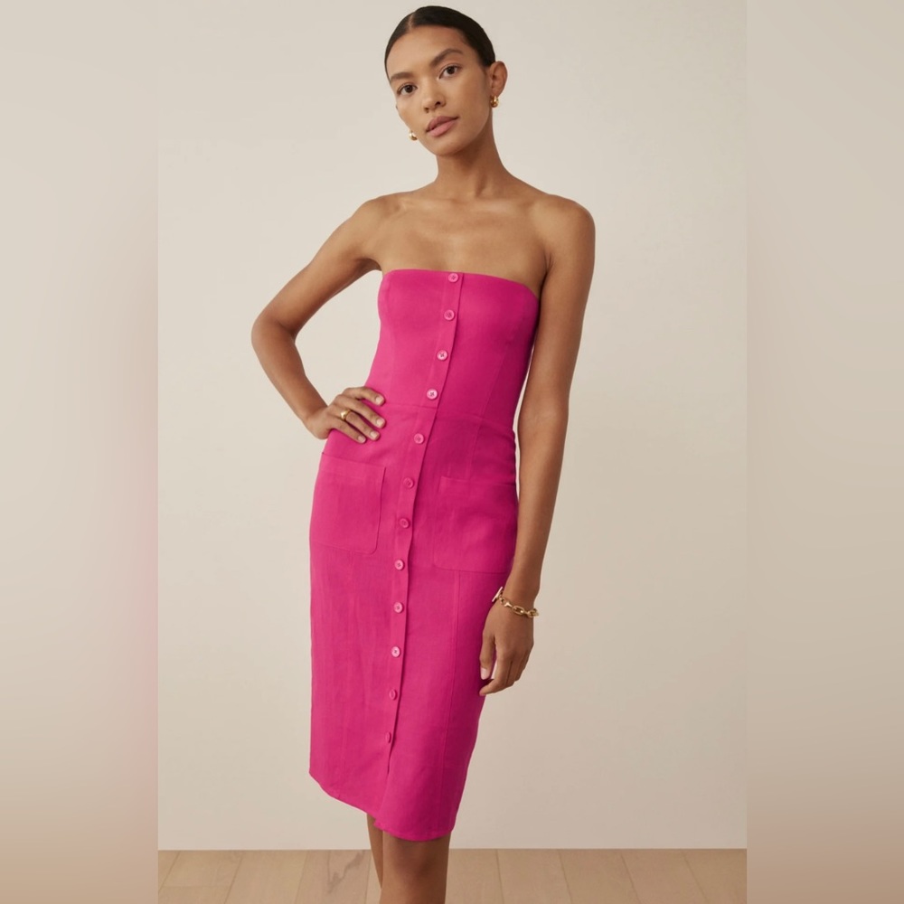 Reformation Pink Prescott linen dress size 0